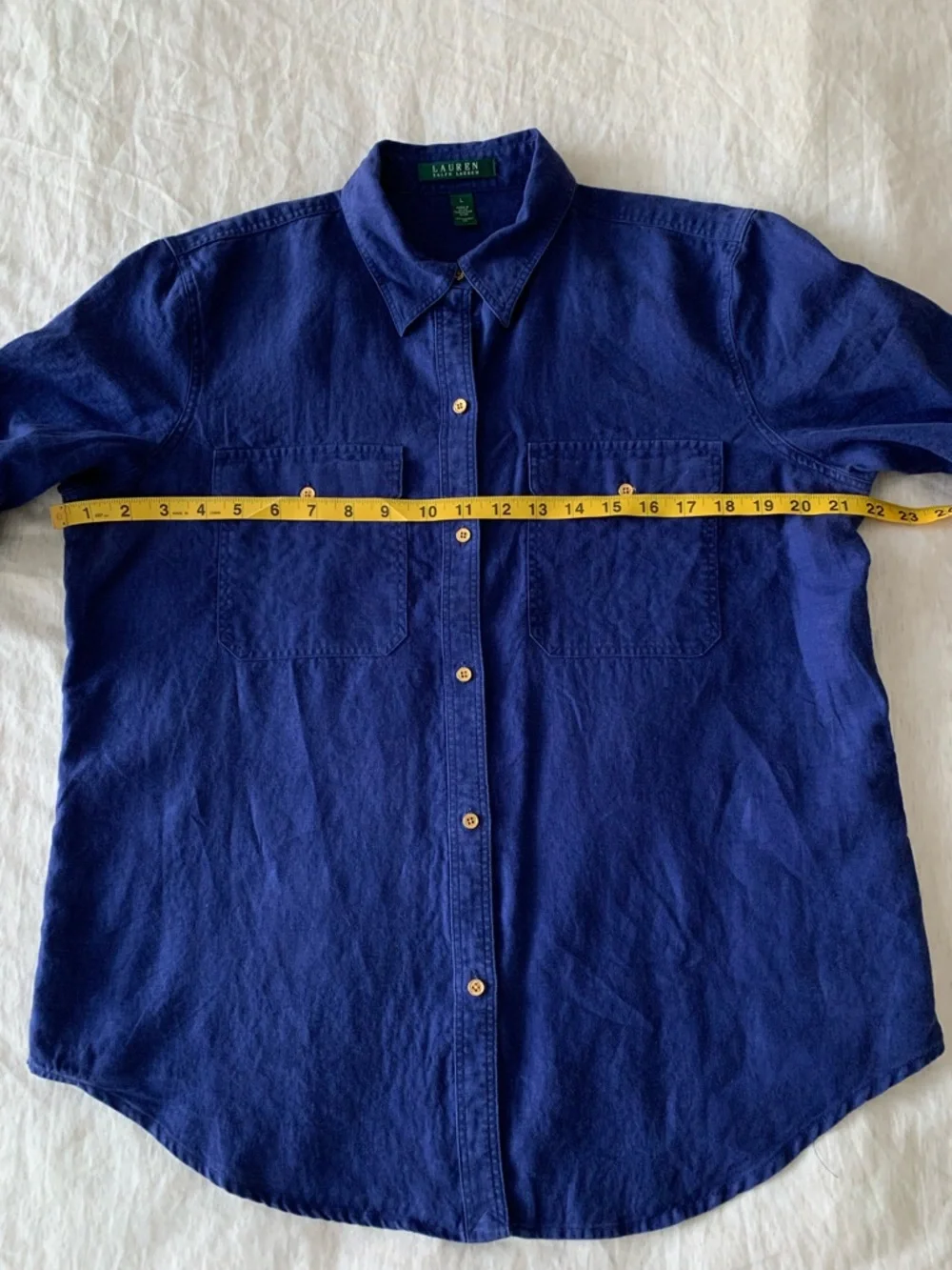 Lauren Ralph Lauren Deep Blue Casual Button-Down Shirt - Picture 8 of 12
